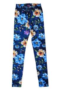 Legginsy dziewczęce niebieskie kwiaty 